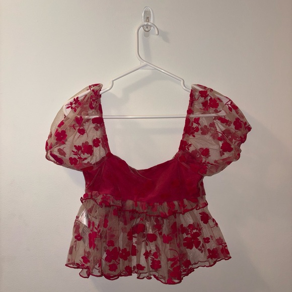 Urban Outfitters Pink Floral Sheer Top - Picture 4 of 4